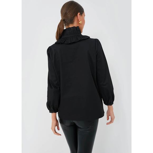 Tuckernuck Black Ruffled Mandarin Collar Blouse - Picture 4 of 9
